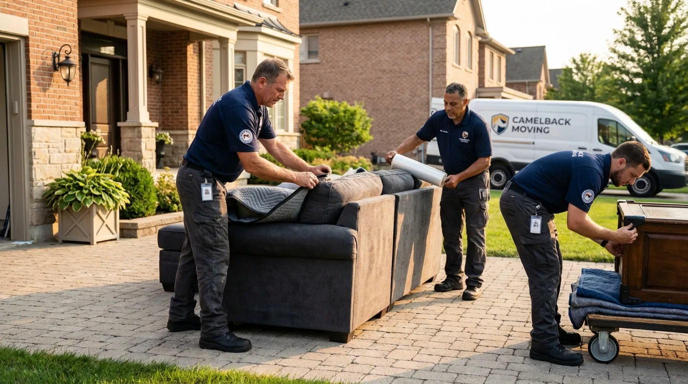 Large estate moving crew wrapping furniture in Wyckoff, NJ