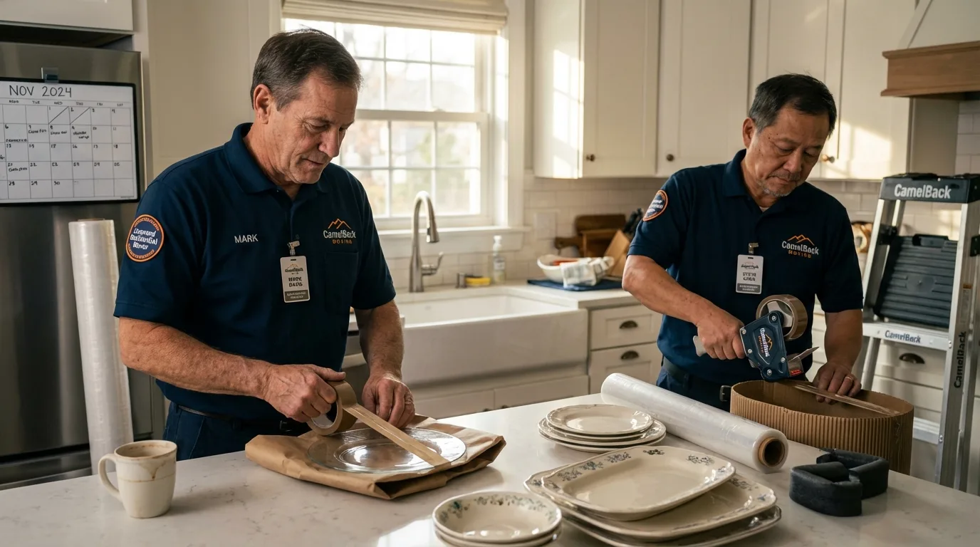 Professional crew packing kitchen dishware in Wyckoff, NJ
